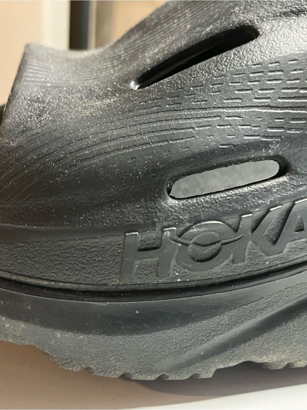 Hoka Black Slip-On Foam Clog Sandal